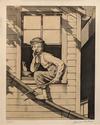  NORMAN ROCKWELL - OUT THE WINDOW (SEPIA)